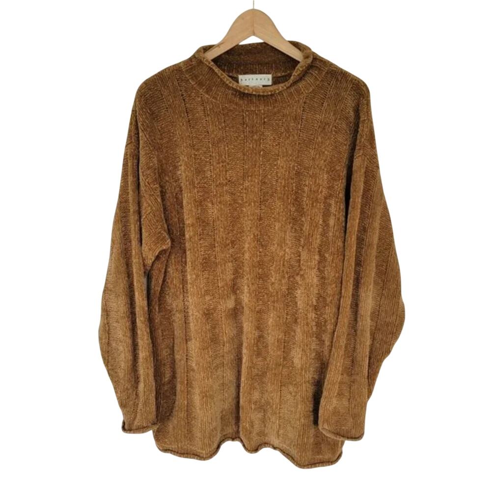 Partners Long Sleeve Knit Sweater Camel Tan Women Size M Soft Cozy Pullover